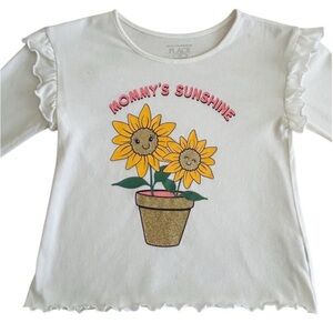 The Children's Place White Long Sleeve Tee with Sunflower Pot Design Size 4 T